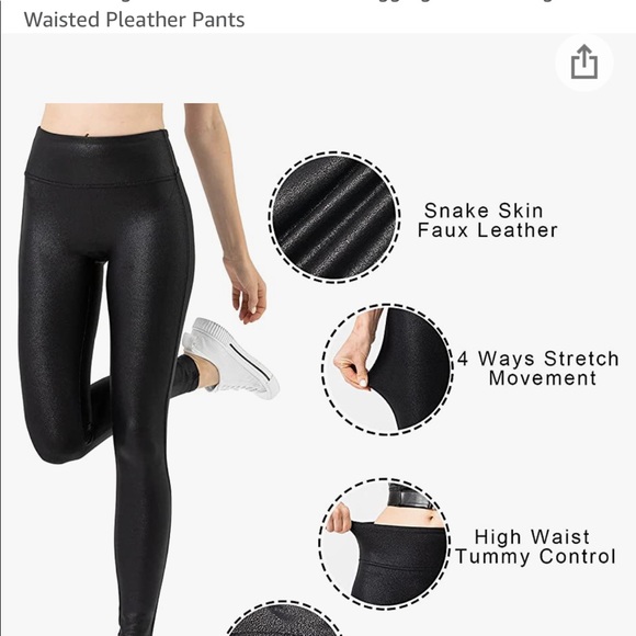 Retro Gong Faux Leather Leggings - Picture 2 of 5